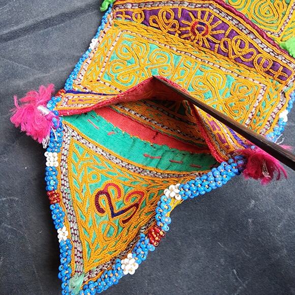 Kuchi Embroidered Pouch Wallet Central Asian Handmade Beaded Tassels - Picture 6 of 9